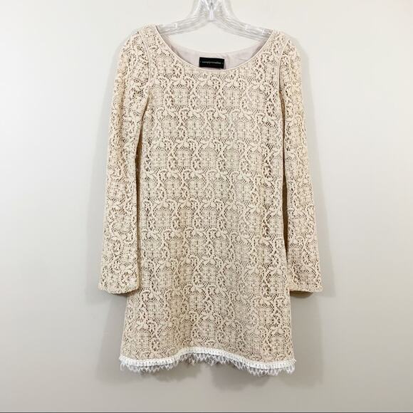 Anthropologie Corey Lynn Crochet Cream Bell Sleeve Dress - Picture 2 of 9